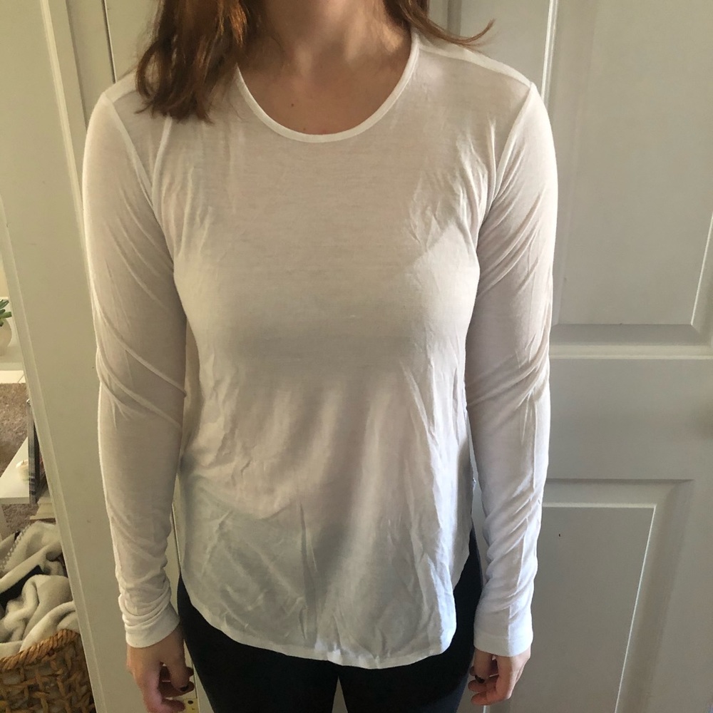 Theory size S mixed media white long sleeved top